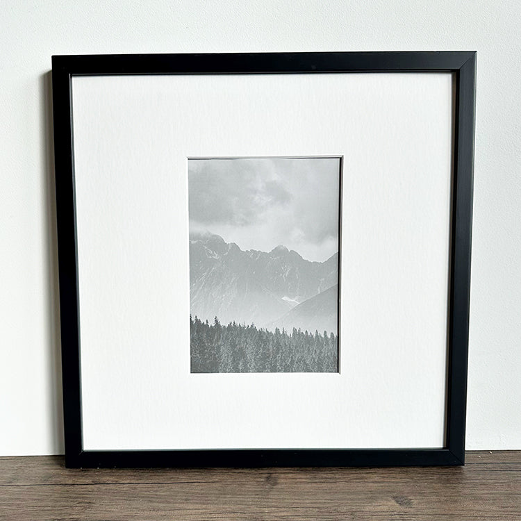 Photoframesandart Oversized Mount Wooden 12x12" Black Frame For 7x5" | Signature Collection
