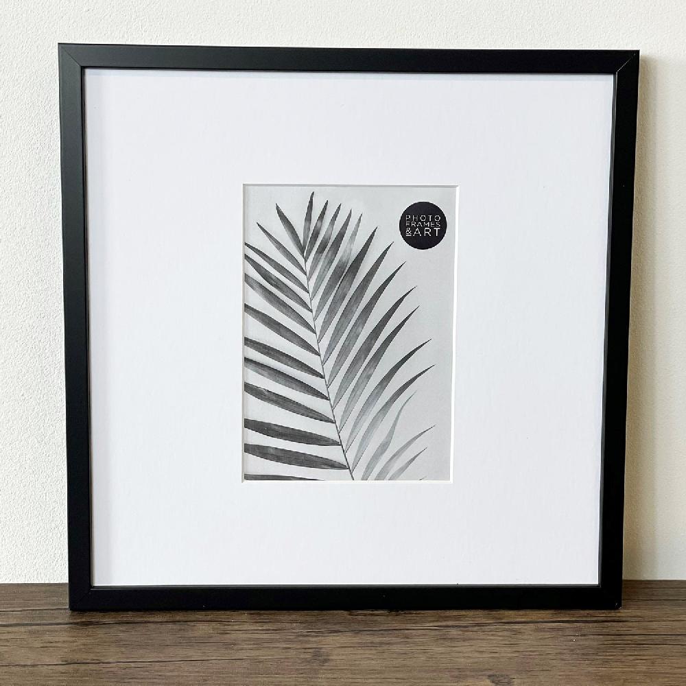 photoframesandart Oversized Mount Wooden 12x12" Black Frame For 7x5" | Signature Collection