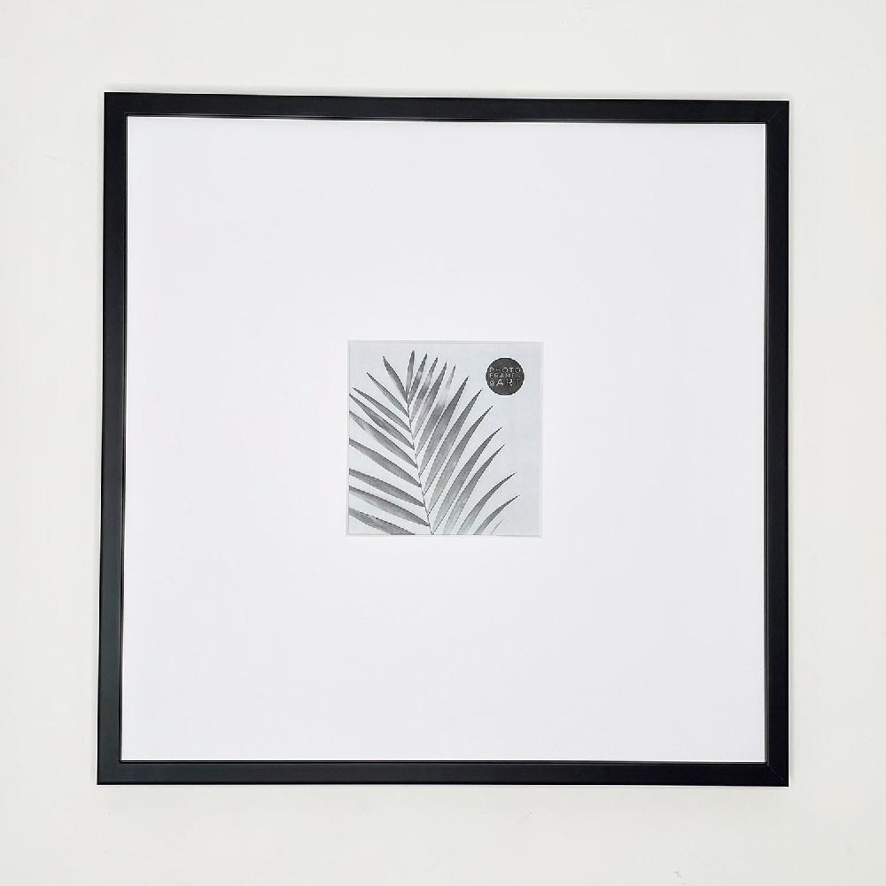 photoframesandart Oversized Mount Wooden 16x16" Black Frame For 5x5" | Signature Collection