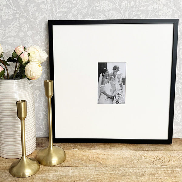 Photoframesandart Oversized Mount Wooden 16x16" Black Frame For 6x4" | Signature Collection