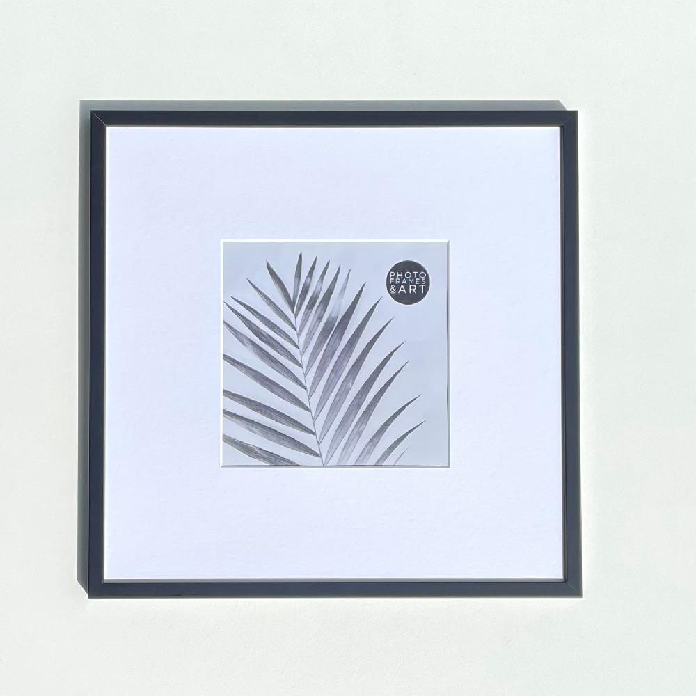 photoframesandart Oversized Mount Wooden 16x16" Black Frame For 8x8" | Signature Collection