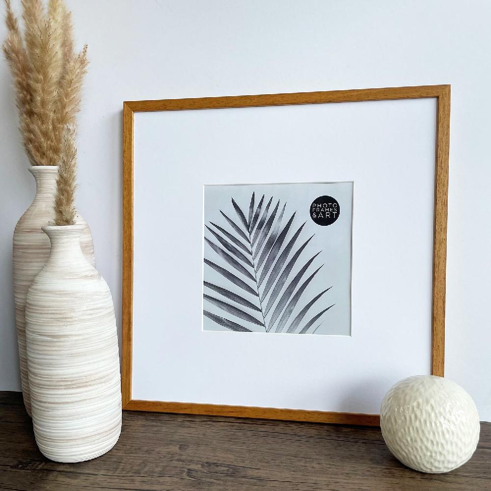 photoframesandart Oversized Mount Wooden 16x16" Oak Effect Frame For 8x8" | Signature Collection