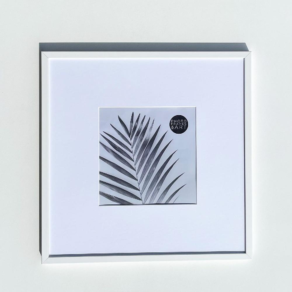 photoframesandart Oversized Mount Wooden 16x16" White Frame For 8x8" | Signature Collection