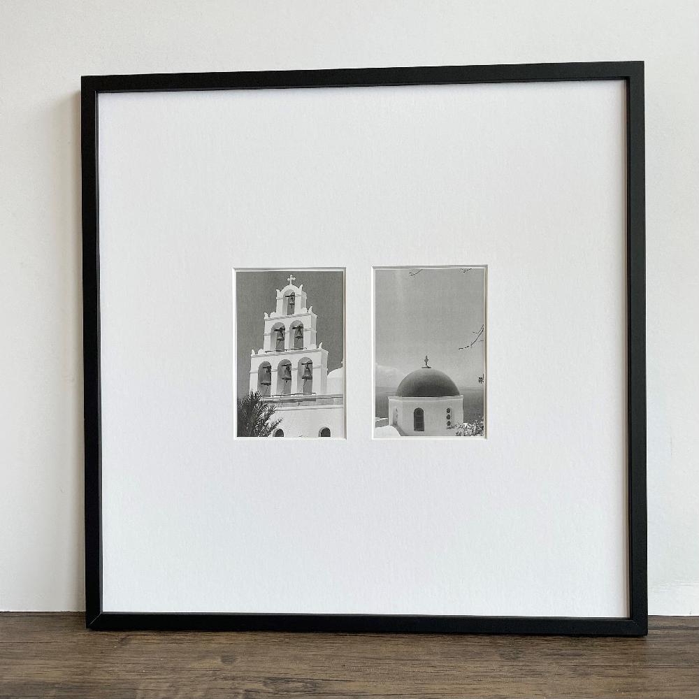 photoframesandart Oversized Mount Wooden 18x18" Black Frame For Two 6x4" | Signature Collection