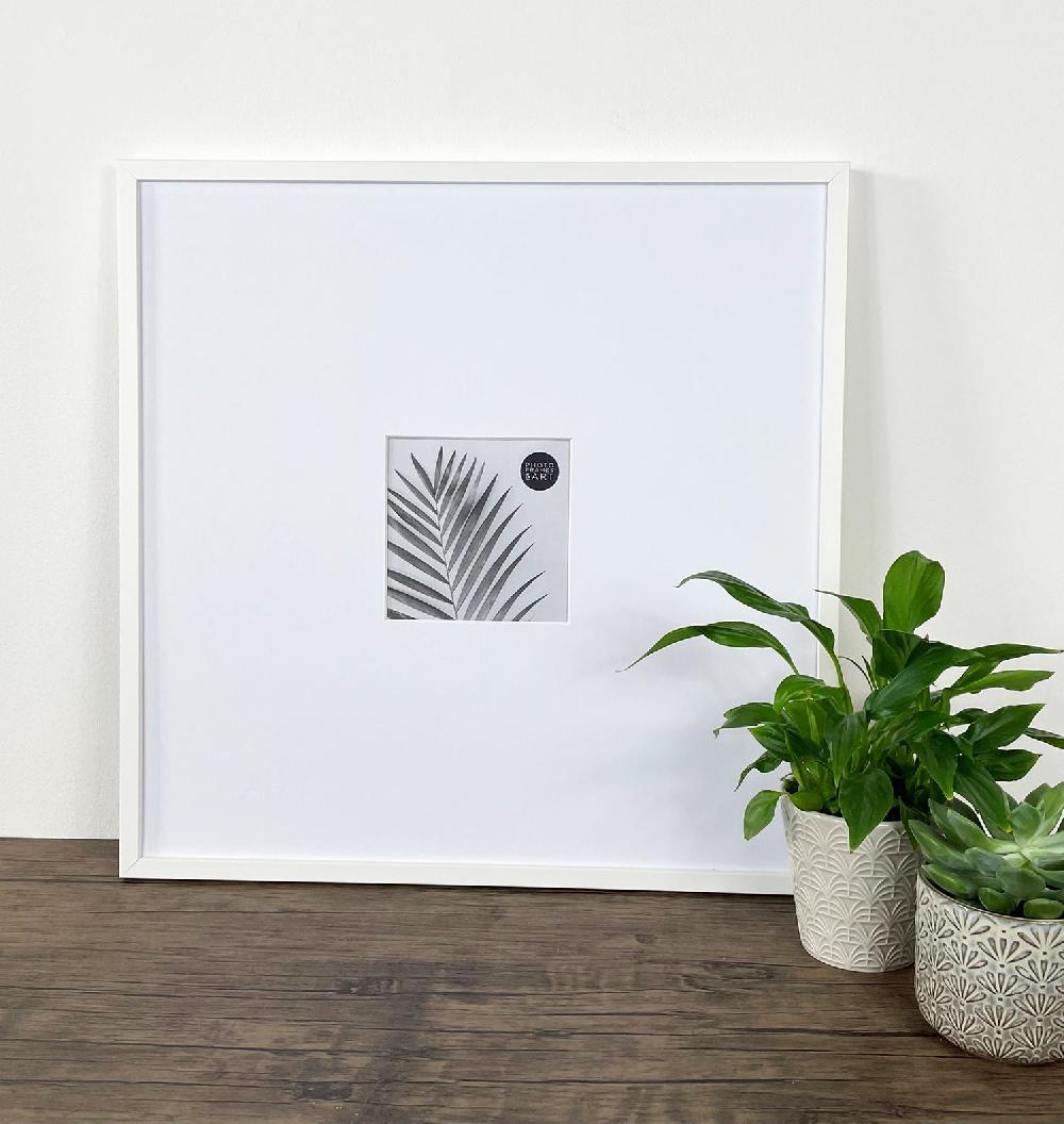 photoframesandart Oversized Mount Wooden 18x18" White Frame For 5x5" | Signature Collection