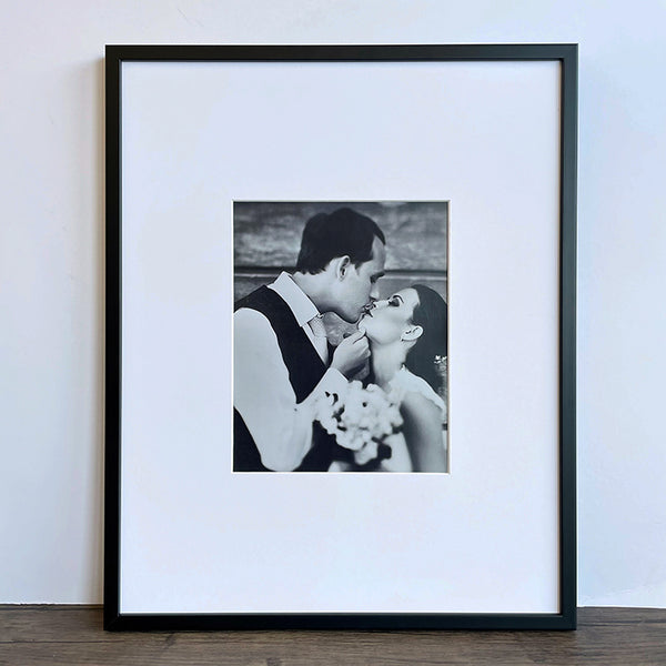 Photoframesandart Oversized Mount Wooden 20x16 Black Frame For 10x8 | Signature Collection