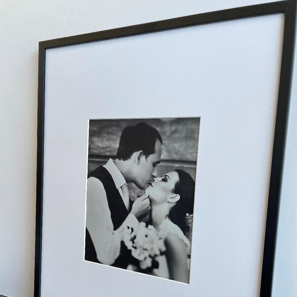 photoframesandart Oversized Mount Wooden 20x16 Black Frame For 10x8 | Signature Collection