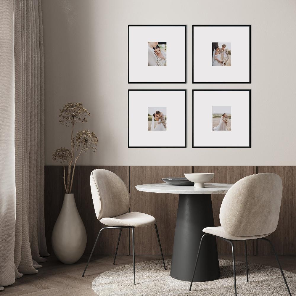 photoframesandart Oversized Mount Wooden 20x20" Black Frame For 8X6"| Signature Collection