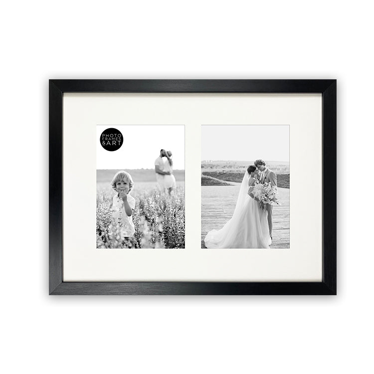 photoframesandart Oxford Photo Frame 12x10" Multi For x2 6x4'' With Soft Cream Mount