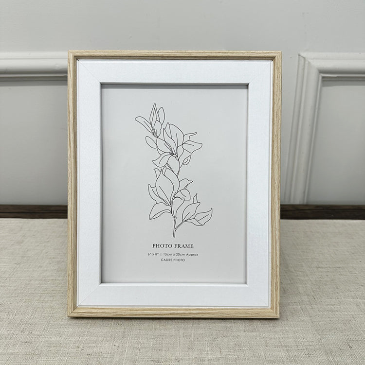 photoframesandart 8x6" Photo Frame | Light Wood & White
