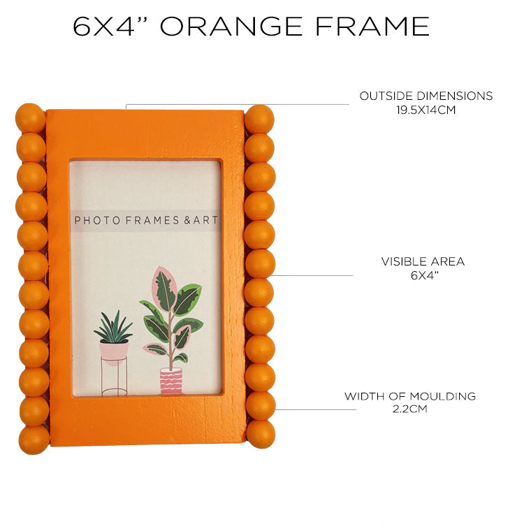 Photoframesandart Beaded Orange Photo Frame | 6x4"