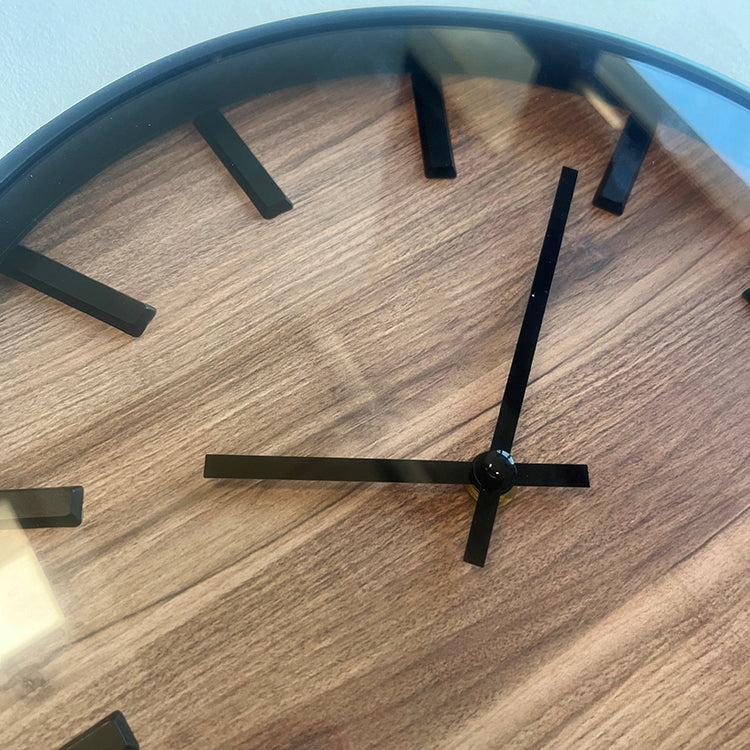 Photoframesandart Black Wall Clock | Dark Wood Face