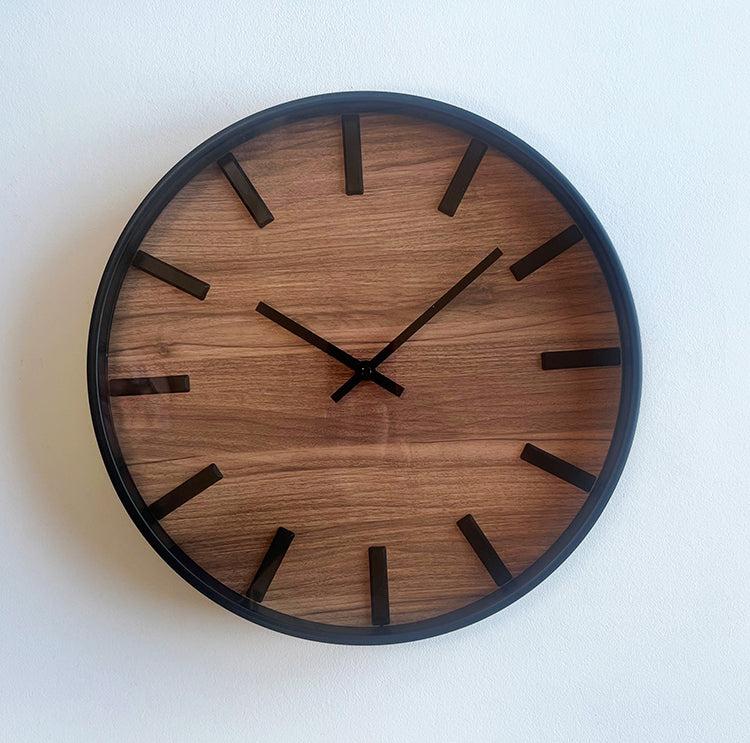 photoframesandart Black Wall Clock | Dark Wood Face