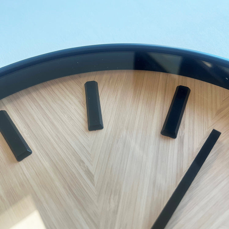 Photoframesandart Black Wall Clock | Light Wood Face