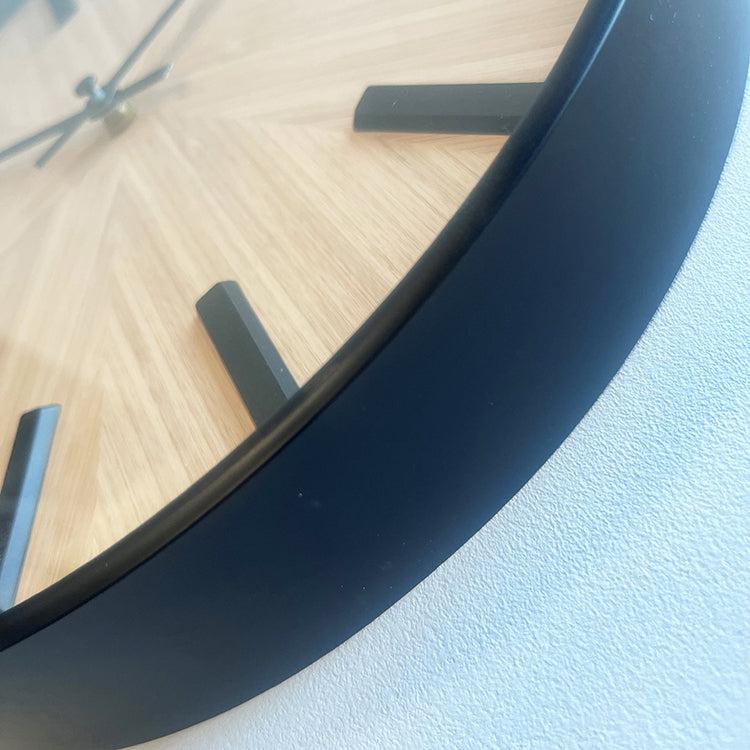 Photoframesandart Black Wall Clock | Light Wood Face