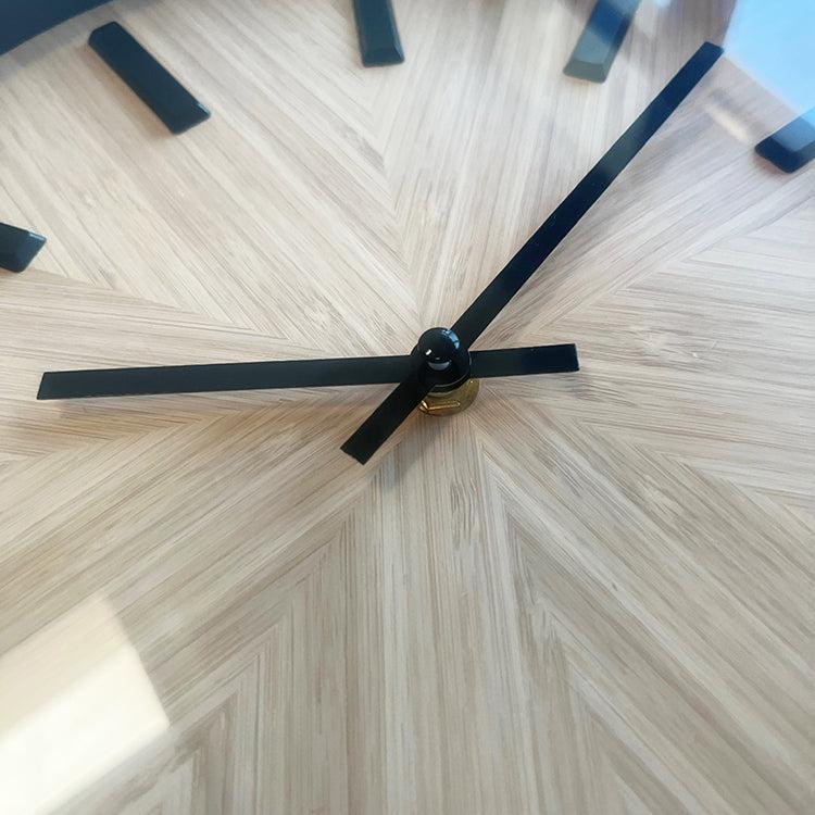 Photoframesandart Black Wall Clock | Light Wood Face