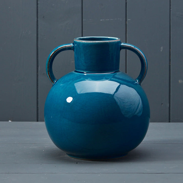 photoframesandart Blue Ceramic Vase With Handles