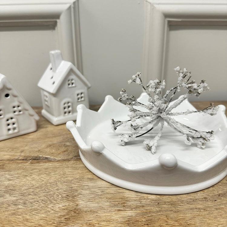 Photoframesandart Ceramic Crown Tray | White