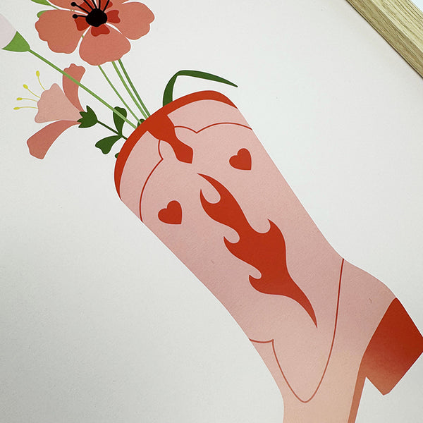 Photoframesandart Flower Cowboy Boots | Framed Art