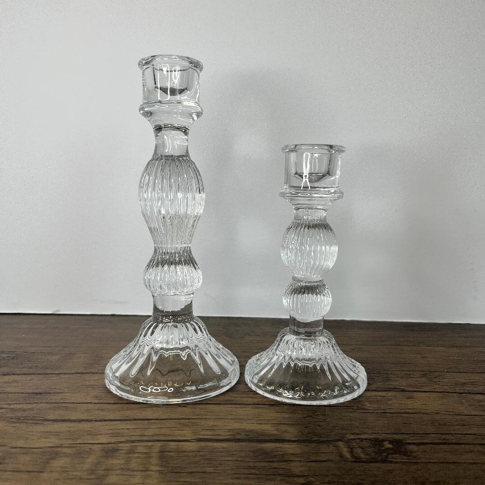 Photoframesandart Glass Candlesticks - Clear Or Grey