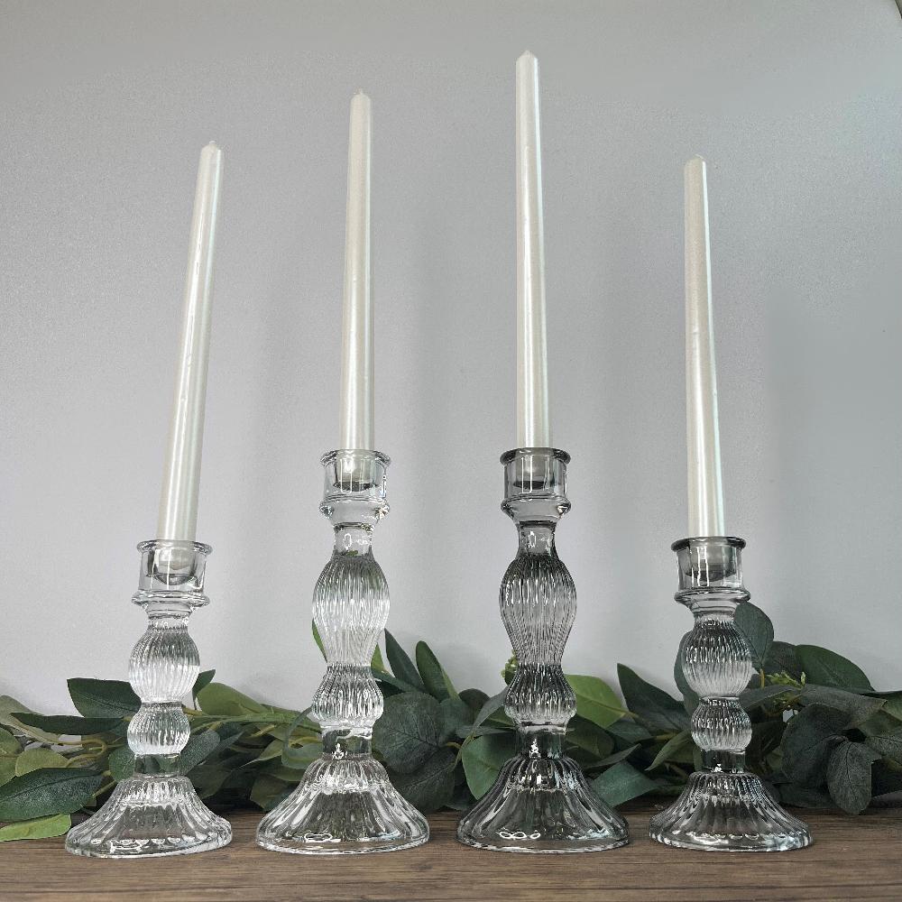Photoframesandart Glass Candlesticks - Clear Or Grey
