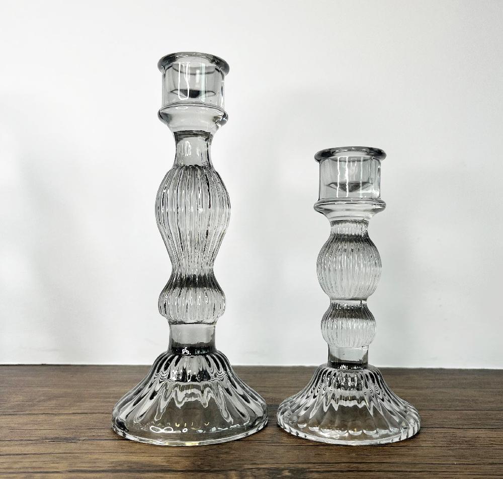 photoframesandart Glass Candlesticks - Clear or Grey
