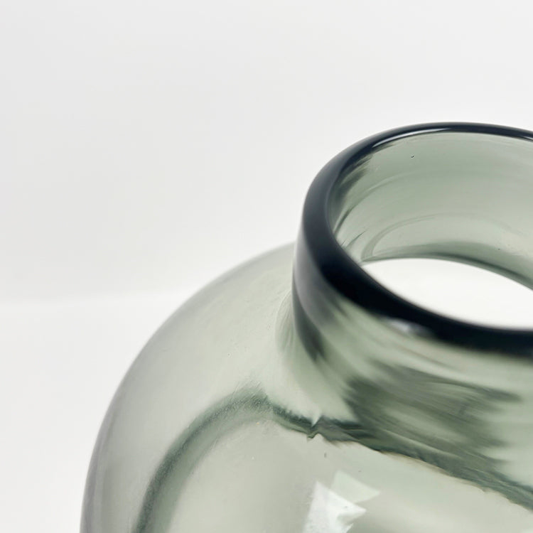 Photoframesandart Grey Glass Vase | Blue Stripe