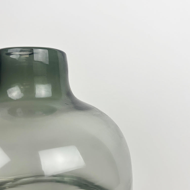 Photoframesandart Grey Glass Vase | Blue Stripe