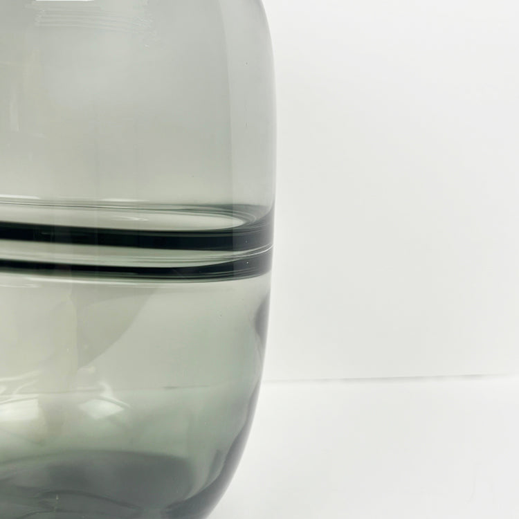 Photoframesandart Grey Glass Vase | Blue Stripe