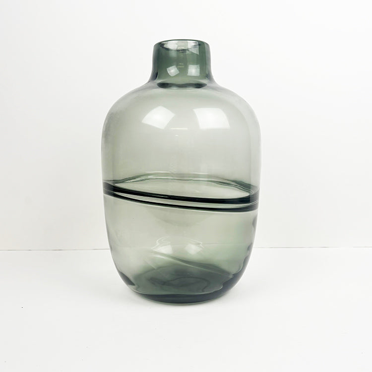 photoframesandart Grey Glass Vase | Blue Stripe