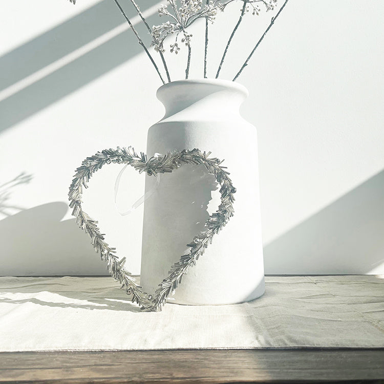 photoframesandart Silver Beaded Hanging Heart