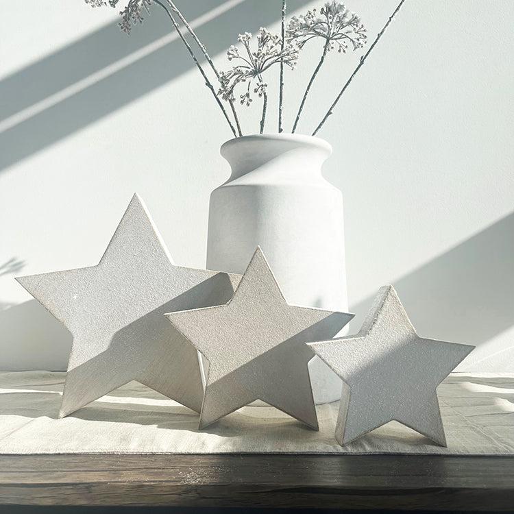 Photoframesandart White Glittery Stars | Wooden