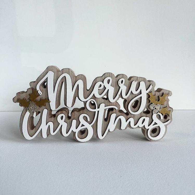Photoframesandart Wooden Merry Christmas Sign