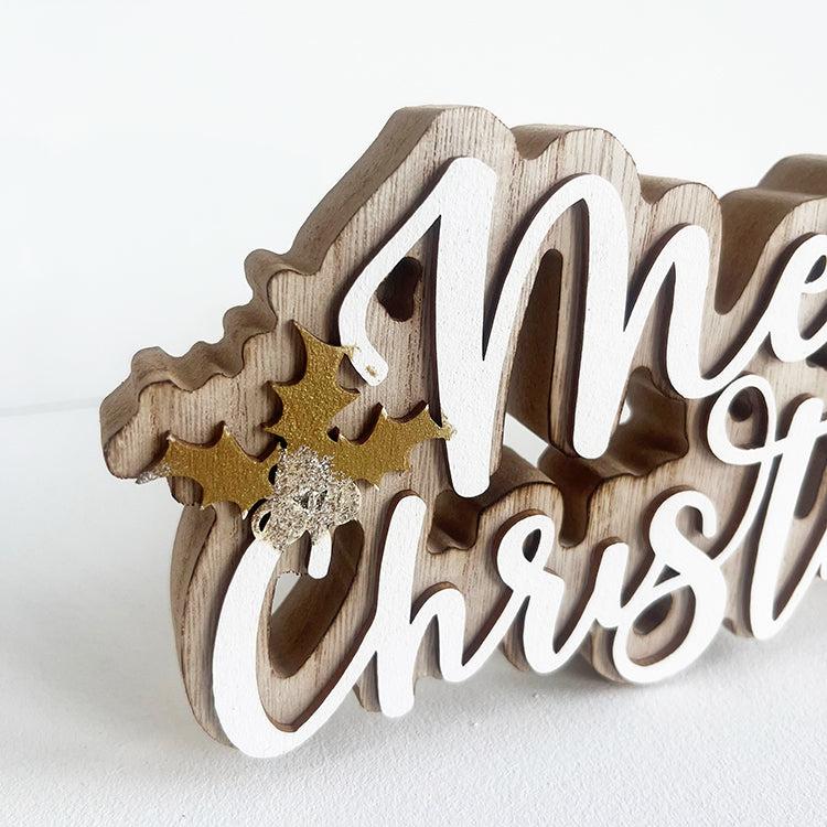 Photoframesandart Wooden Merry Christmas Sign