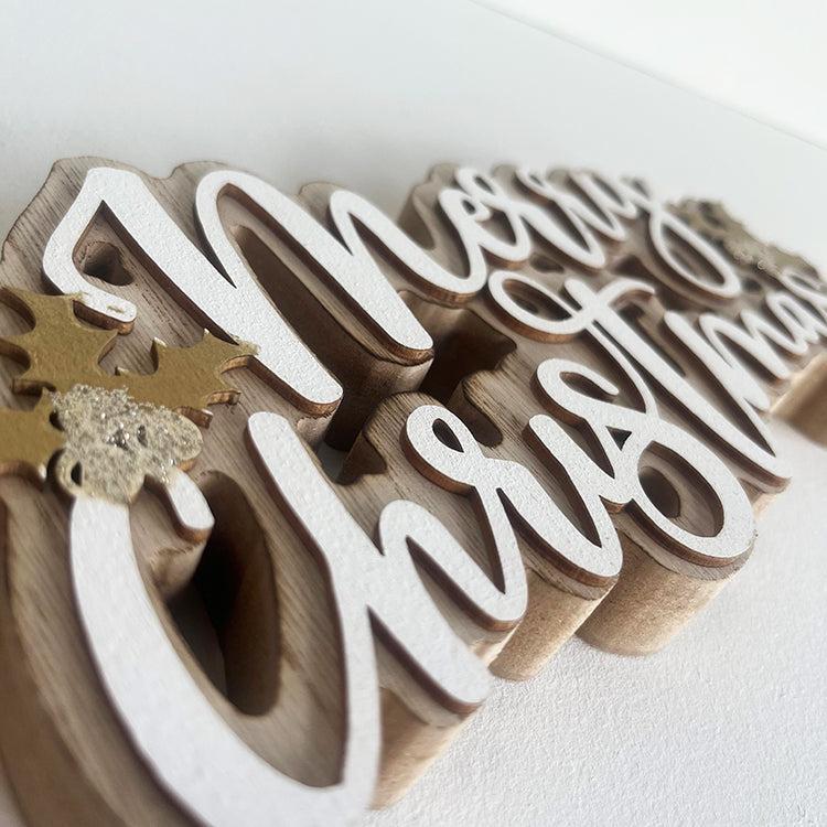 Photoframesandart Wooden Merry Christmas Sign