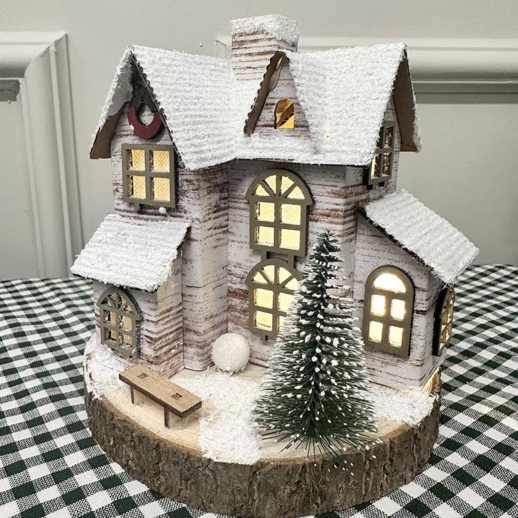 Photoframesandart Wooden Snowy House | LED
