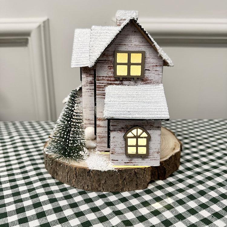 Photoframesandart Wooden Snowy House | LED