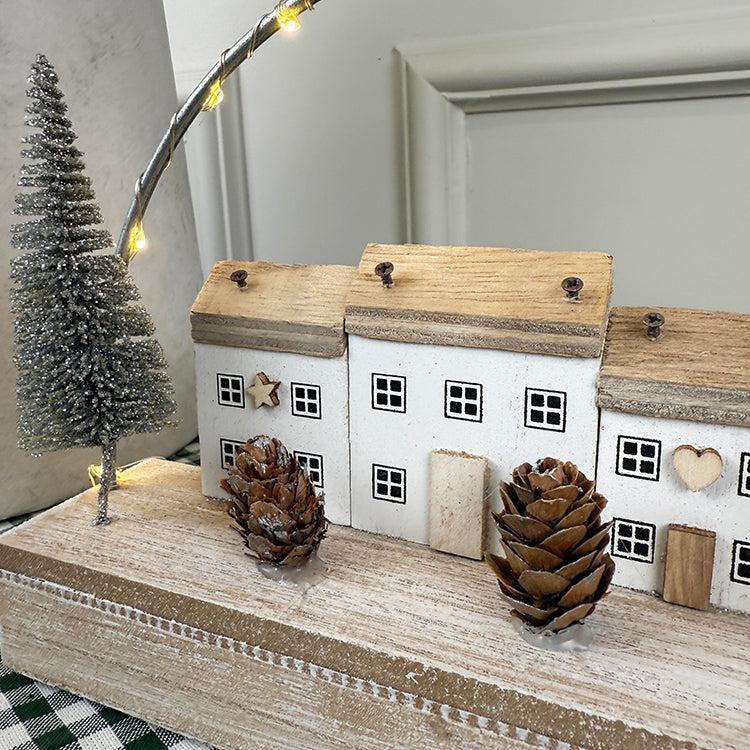 Photoframesandart Wooden White Festive Scene | LED