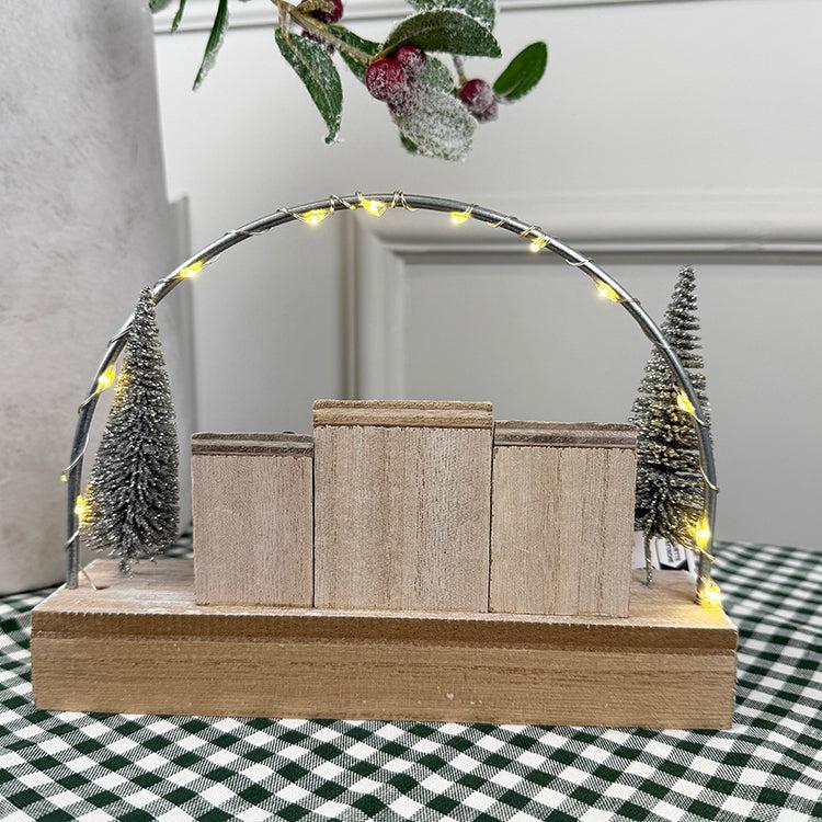 Photoframesandart Wooden White Festive Scene | LED
