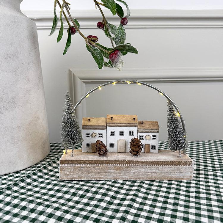 photoframesandart Wooden White Festive Scene | LED