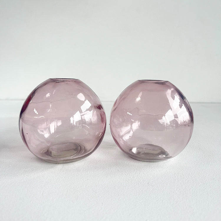 photoframesandart Pink Glass Globe Bud Vases | Set of 2