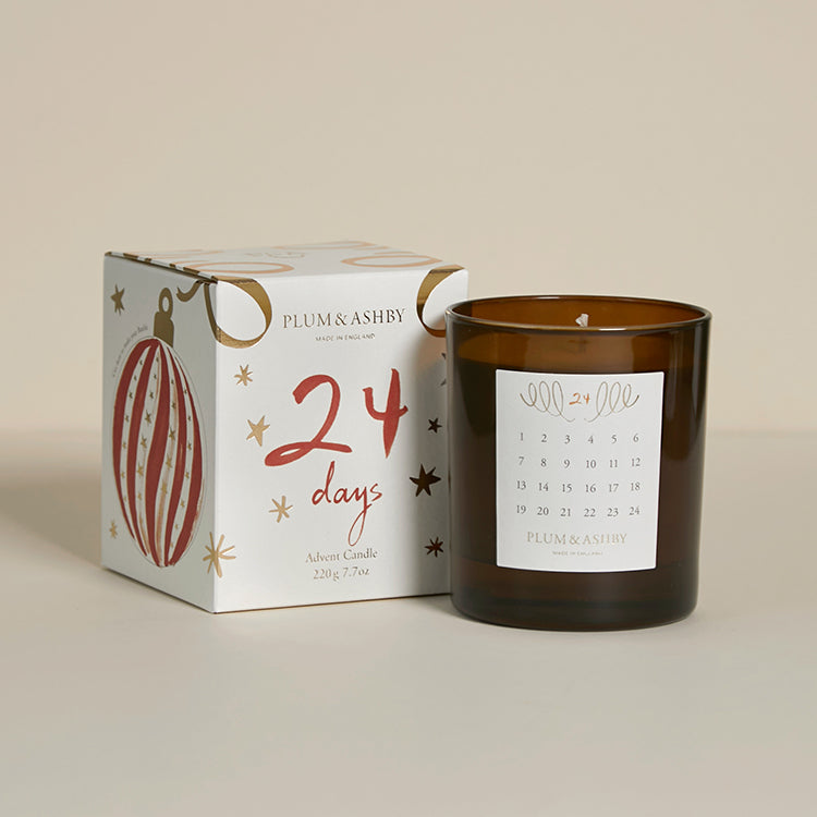 photoframesandart Plum & Ashby Christmas Candle Advent Candle | Cedarwood and Pine Needles