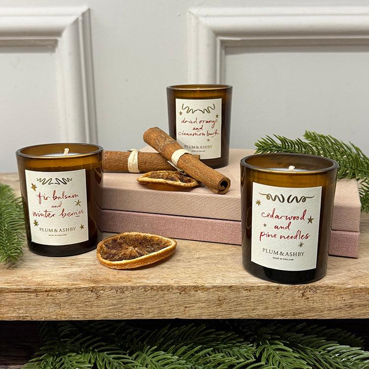 photoframesandart Plum & Ashby Christmas Candles | Winter Votive Candle Trio