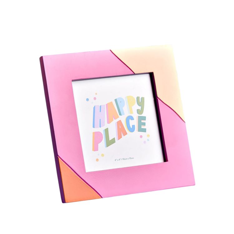 Photoframesandart Raspberry Blossom Stripe Photo Frame | 4x4"