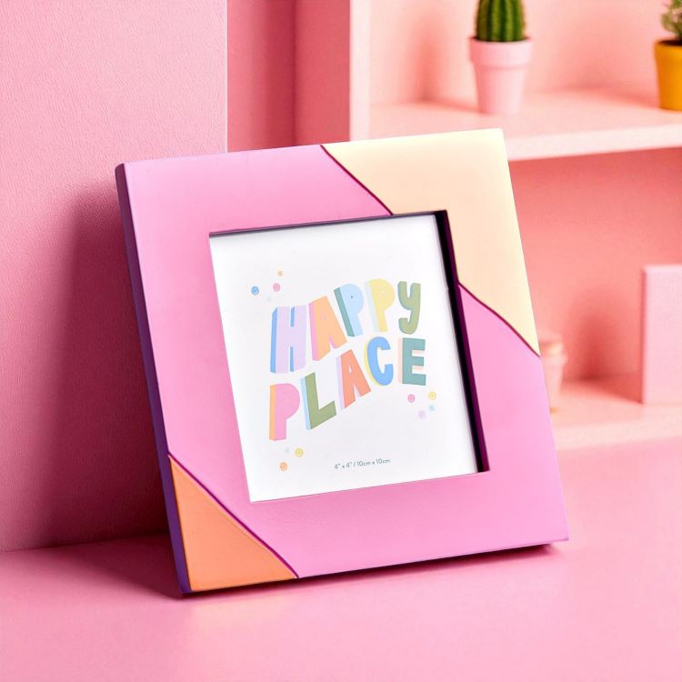 photoframesandart Raspberry Blossom Stripe Photo Frame | 4x4"