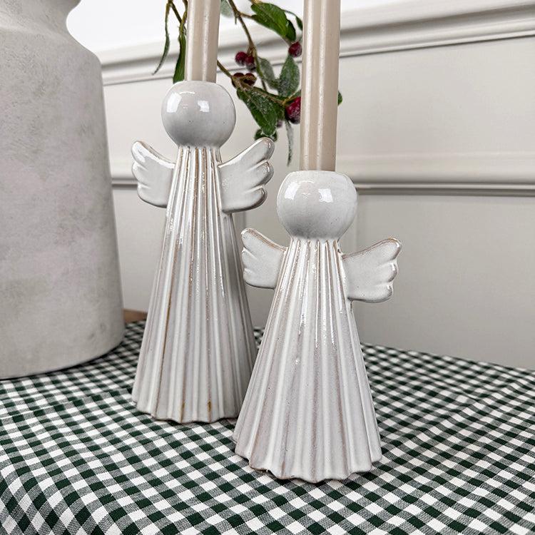 Photoframesandart Rustic Ceramic Angel Candle Holders | Set Of 2