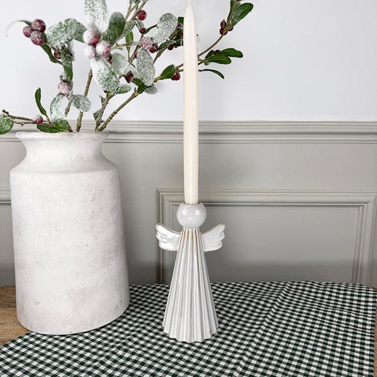 Photoframesandart Rustic Ceramic Angel Candle Holders | Set Of 2