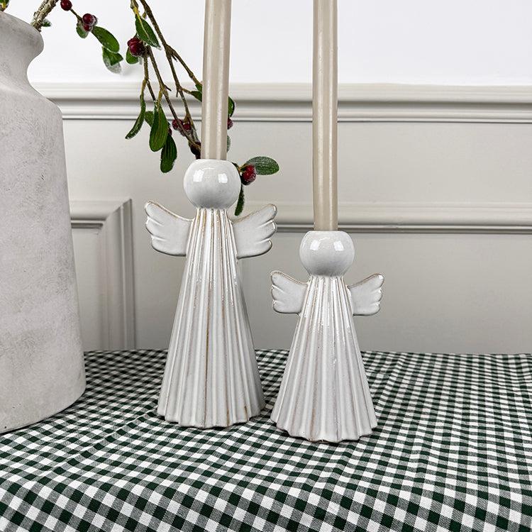 photoframesandart Rustic Ceramic Angel Candle Holders | Set of 2