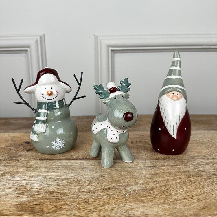 photoframesandart Sage Green and Red Christmas Decorations | Set of 3