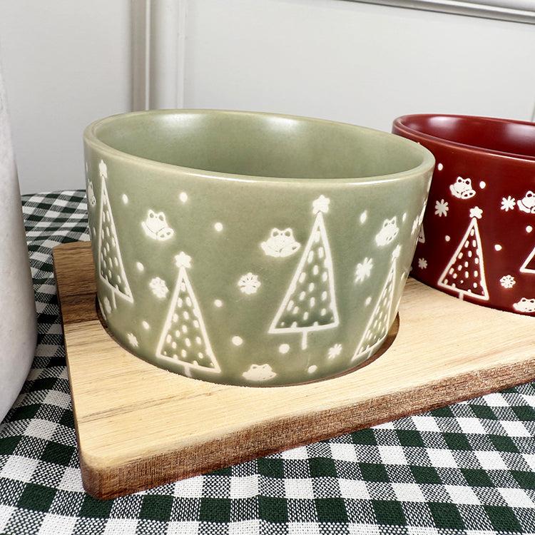 Photoframesandart Set Of 2 Festive Snack Bowls On Wooden Tray
